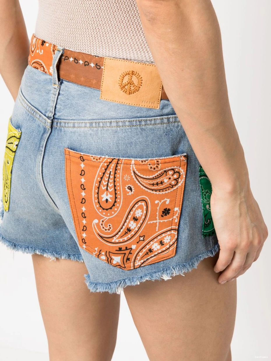 Cheap Women shorts denim bandana-print California Alanui 0810